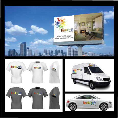 Northcraft billboard design, logo design on t-shirts and vehicles.