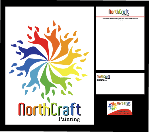 Northcraft business cards, stationary, envelopes and folder designs.