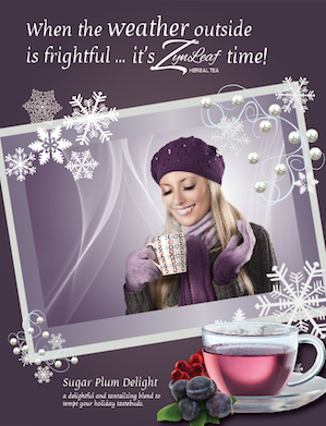 Zynleaf Sugar Plum Delight Tea magazine ad.