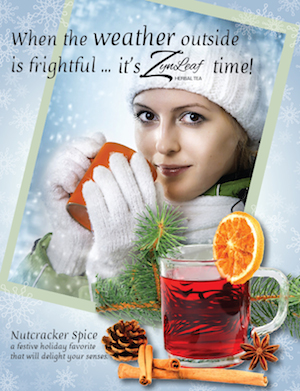 Zynleaf Nutcracker Spice Tea magazine ad.