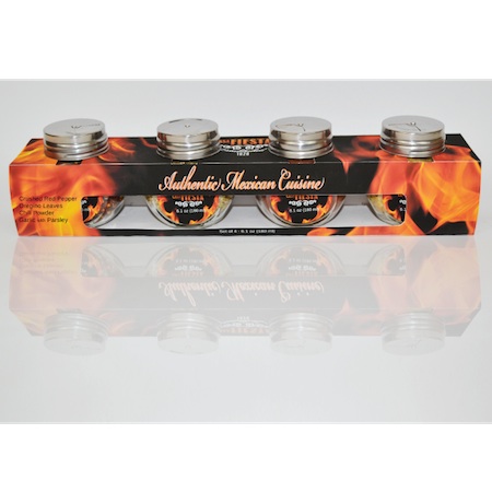 Casa Fiesta spice bottles front package design.