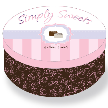 Simply Sweets eclair packaging design.