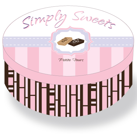 Simply Sweets petite fours packaging design.