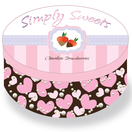 Simply Sweets chocolate dipped strawberries packaging design.