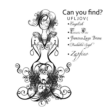 Typography art using font for lines creating a woman.